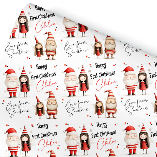 Personalised Santa Gift Wrap | Personalised Christmas Wrapping Paper | Personalised Gift Wrap | Fun Gift Wrap | Santa Claus Fairy