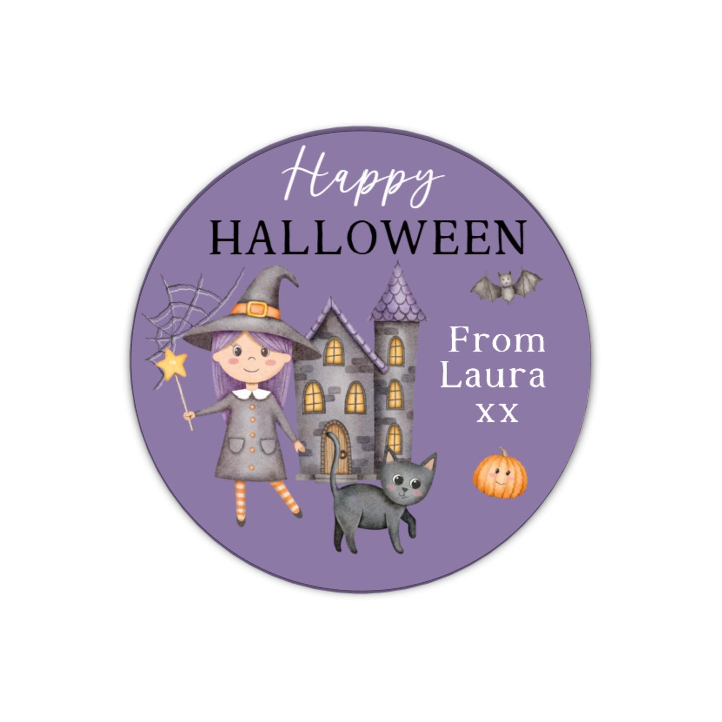 Personalised Halloween Stickers Labels for Treat Bags Trick or Treat Halloween witch stickers