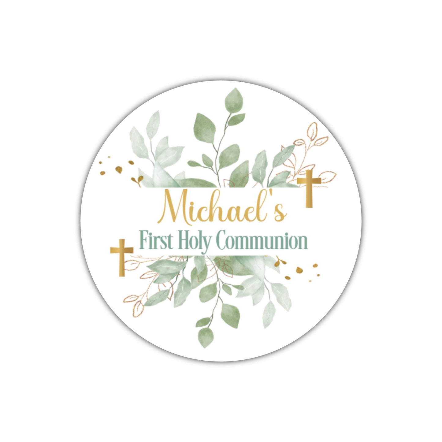 GLOSS Personalised First Holy Communion Stickers, Party Bag Stickers, Sweet Cone Bags, Christening, Baptism