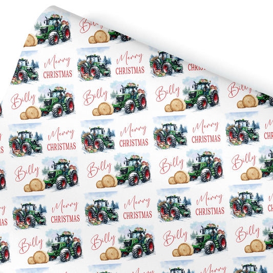 Personalised Christmas Gift Wrap – Farmer Tractor Design Wrapping Paper- Farm yard gift ideas