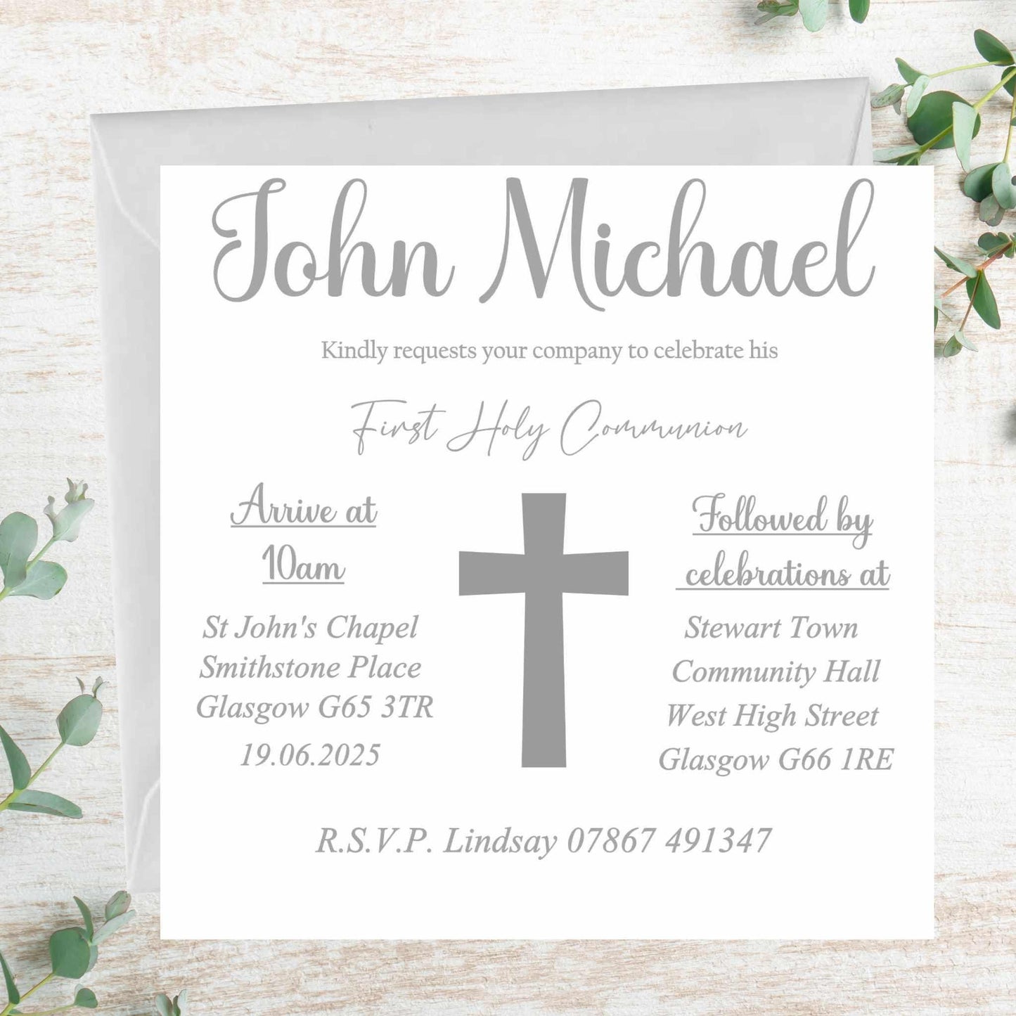 10 Printed Personalised First Holy Communion Invitations, Baptism or Confirmation Party