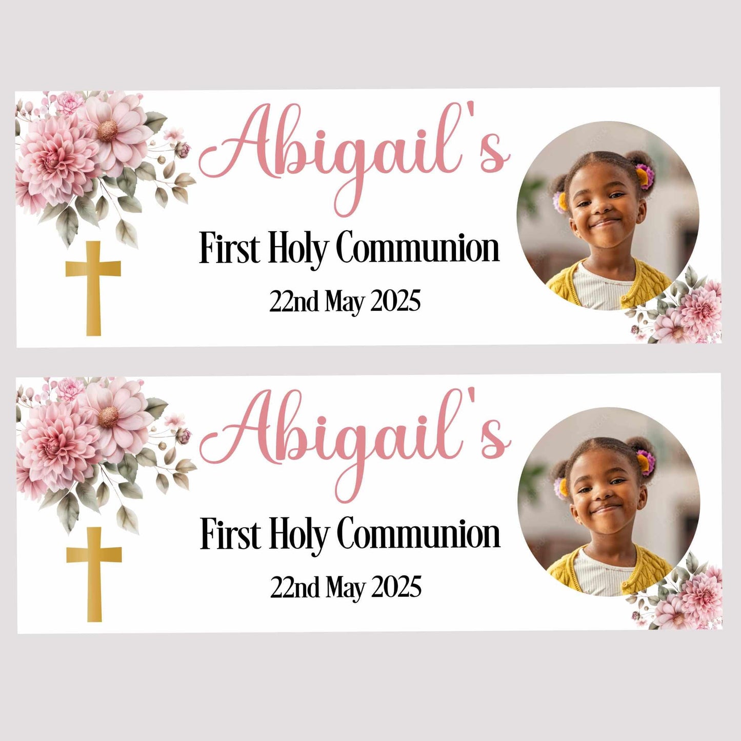 First Holy Communion Personalised Party Banners, Party Decor, Wall Decoration, 1st Communion or Confirmation