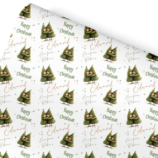 Funny Gift Wrap Novelty Christmas Gift Wrapping Paper,Personalised Hugging Tree Couples
