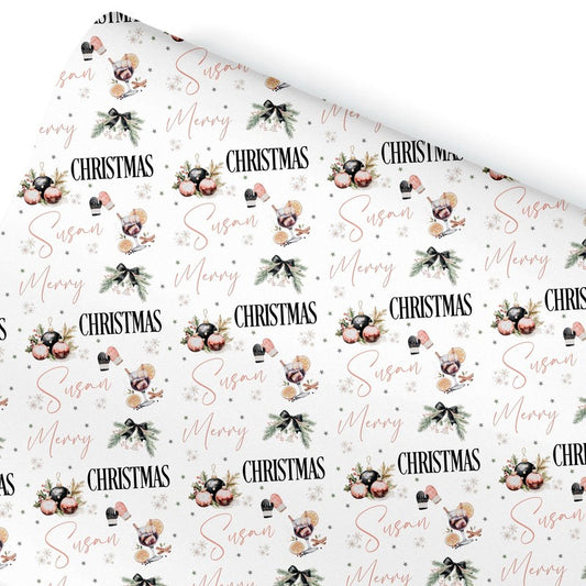 Christmas Gift Wrapping Paper, Personalised Gift Wrap for Her For Him