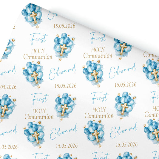 First Holy Communion Wrapping Paper – Personalised with Name & Date