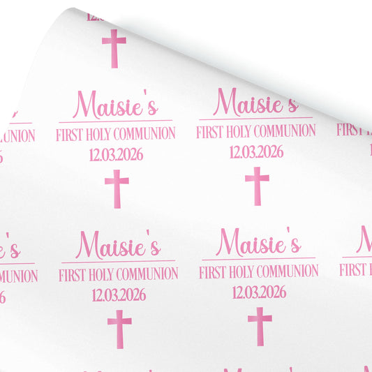 First Holy Communion Wrapping Paper – Personalised with Name & Date