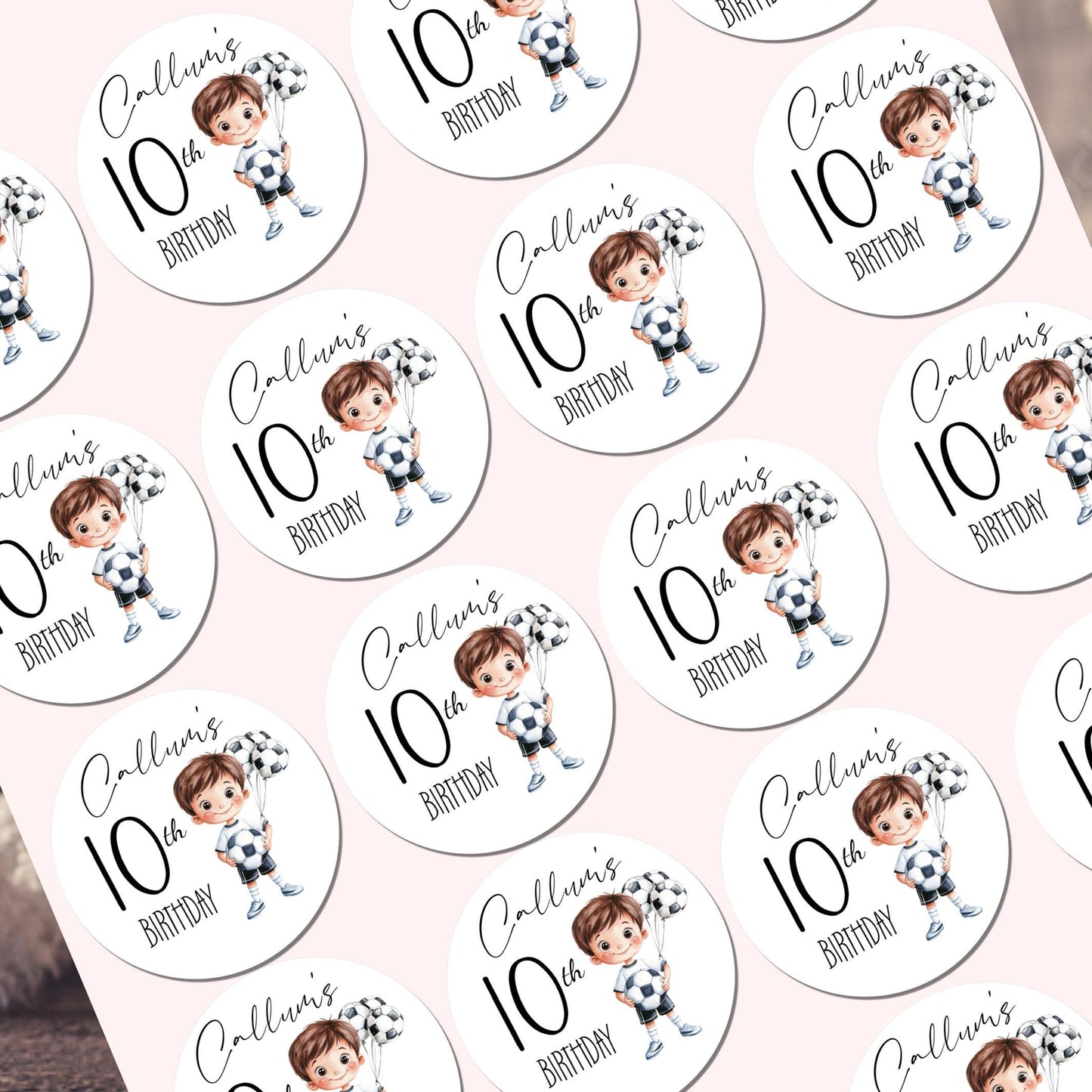Personalised Football Party Stickers for Favours Party Bags Boys Girls Football