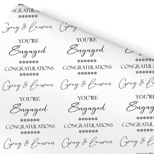 Personalised Engagement Wrapping Paper, Custom Celebration Gift Wrap