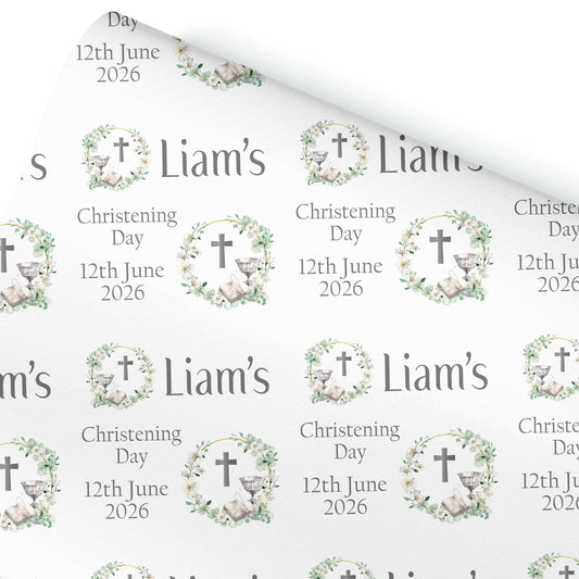 Personalised Christening Gift Wrapping Paper Roll | Custom Baptism Wrapping Paper | Baby Naming Ceremony Gift Wrap | Religious