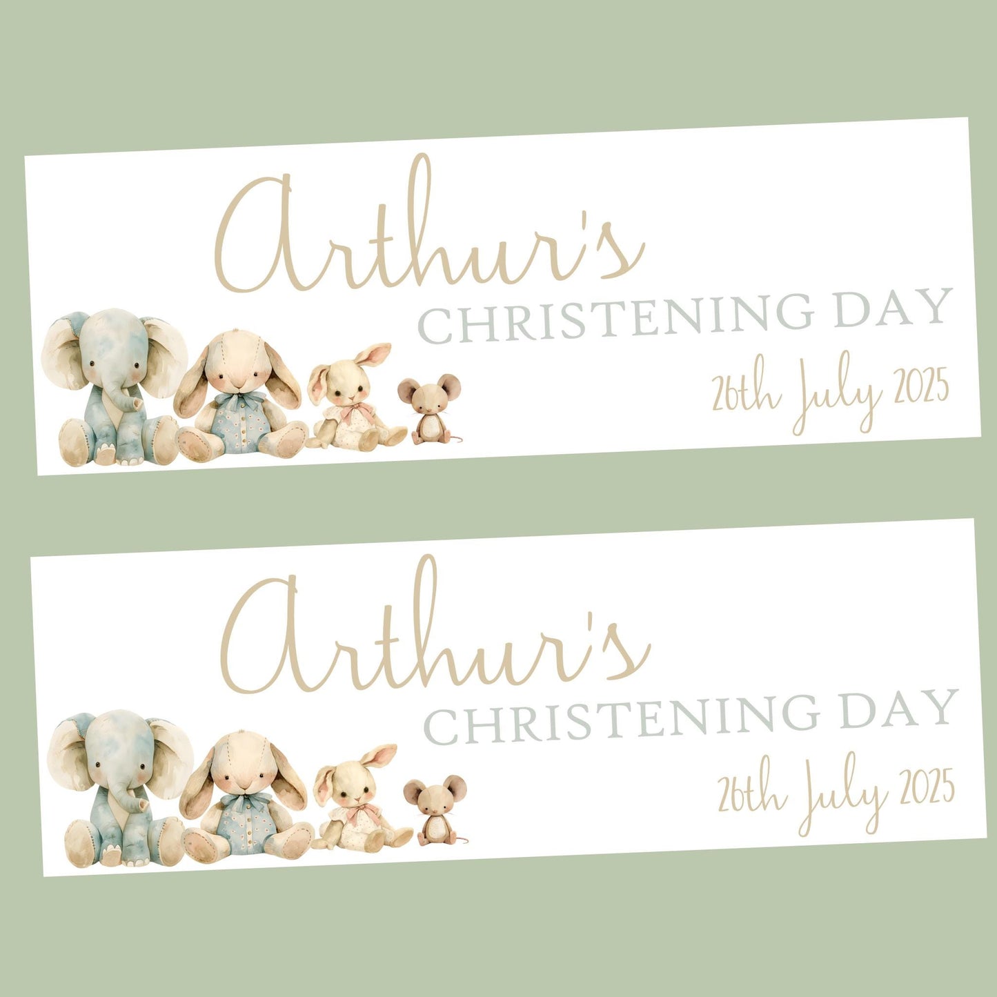 Personalised Christening Banner , Baptism decoration, Banners for christening, religious decorations, christening celebration decor, Animals
