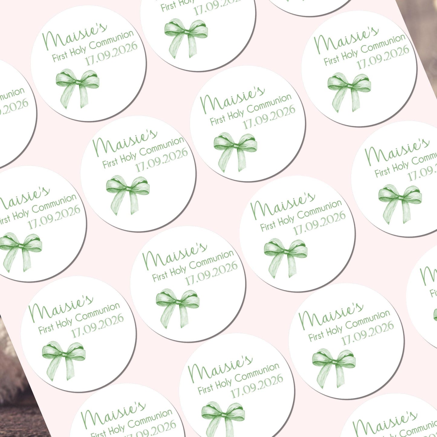 Personalised First Holy Communion Stickers, Party Bag Stickers, Sweet Cone Bags Party Favours Baptism Christening