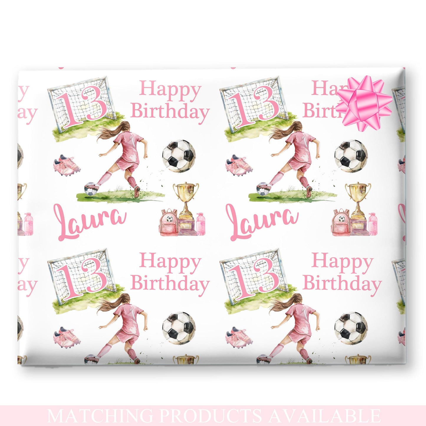 Personalised Gift Wrap | Personalised Birthday Wrapping Paper | Personalised Gift Wrap | Fun Gift Wrap | Girls Football