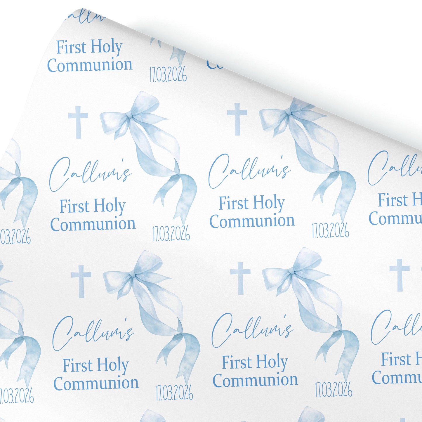 First Holy Communion Wrapping Paper, Bow design wrapping paper, Confirmation gift wrap, Religious gift ideas