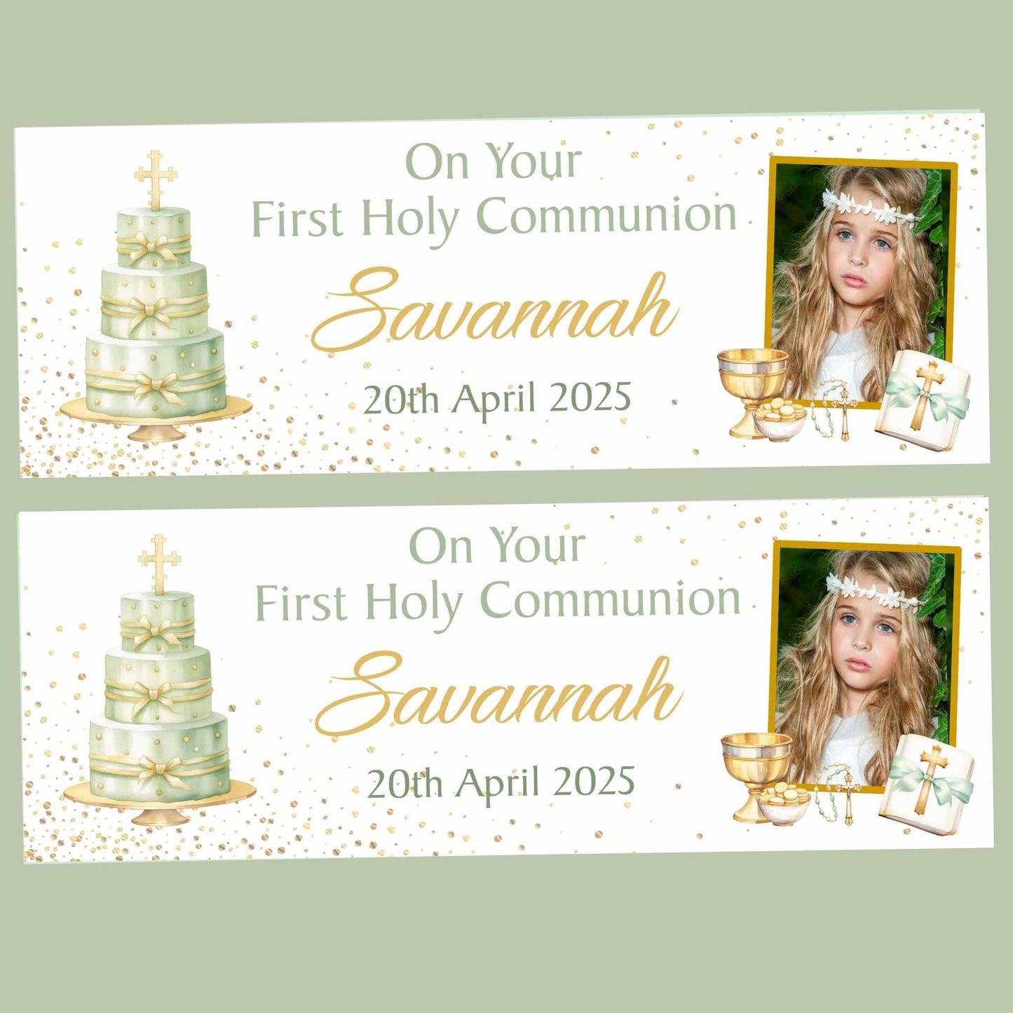 First Holy Communion Personalised Party Banners, Party Decor, Wall Decoration, 1st Communion or Confirmation, Christening