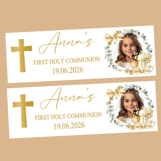 Personalised First Holy Communion Banner, Baptism Confirmation Party Decor