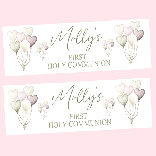 Personalised First Holy Communion Banner, Baptism Confirmation Party Decor