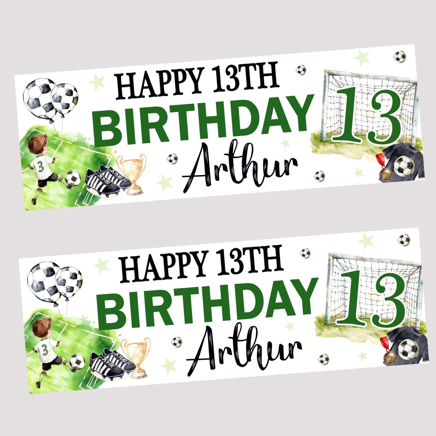 Personalised Happy Birthday Party Banner, Party Decor, Add Name Age, Boys Football
