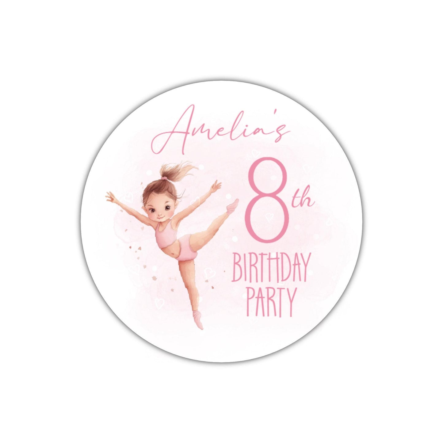 Personalised Birthday Party Stickers Gymnastic girl Dancer Party Favours Party Bags girls party Ballet Stickers Dancing stickers