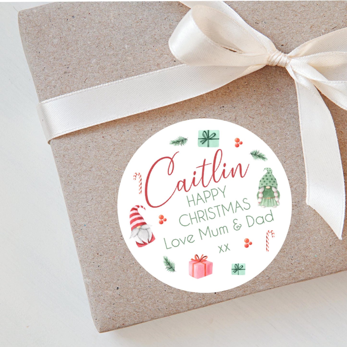 Personalised Christmas Stickers Labels For Wrapping Gifts, Name Tag, Gonk Lovers