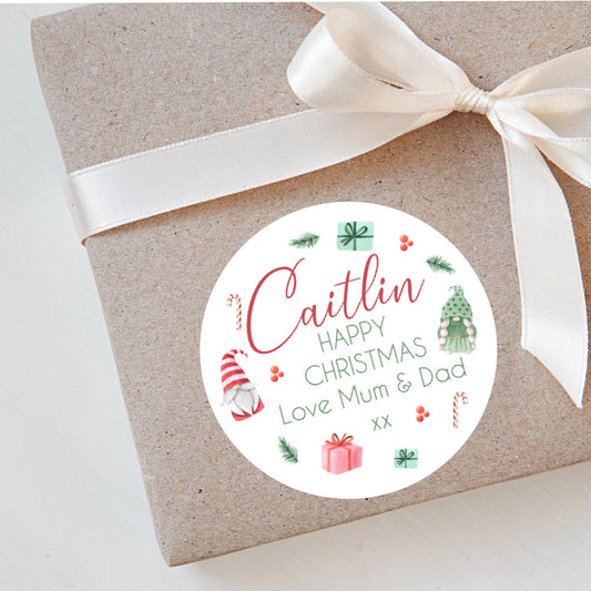 Personalised Christmas Stickers Labels For Wrapping Gifts, Name Tag, Gonk Lovers