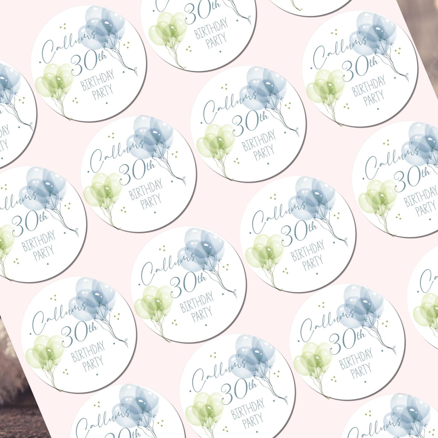 Personalised Birthday Stickers for Favours Party Bags Balloon Party Bags 16th 18th 21st Any Age