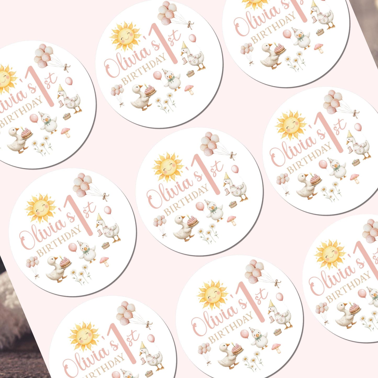 Personalised  Birthday Stickers for Children's Party Bags 1st Birthday 2nd 3rd Farm yard stickers kids stickers