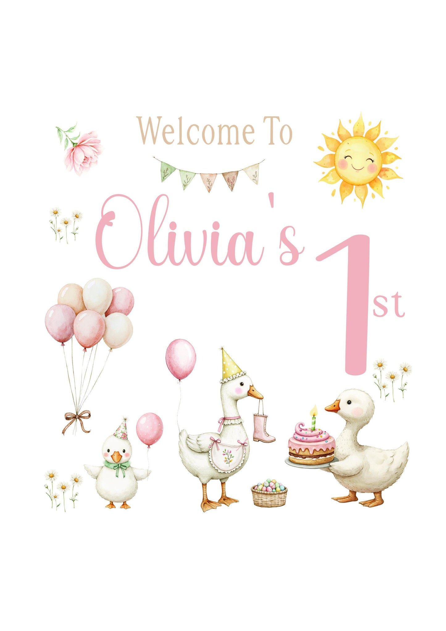 Personalised Birthday Gift Bag Watercolour Animals Pink