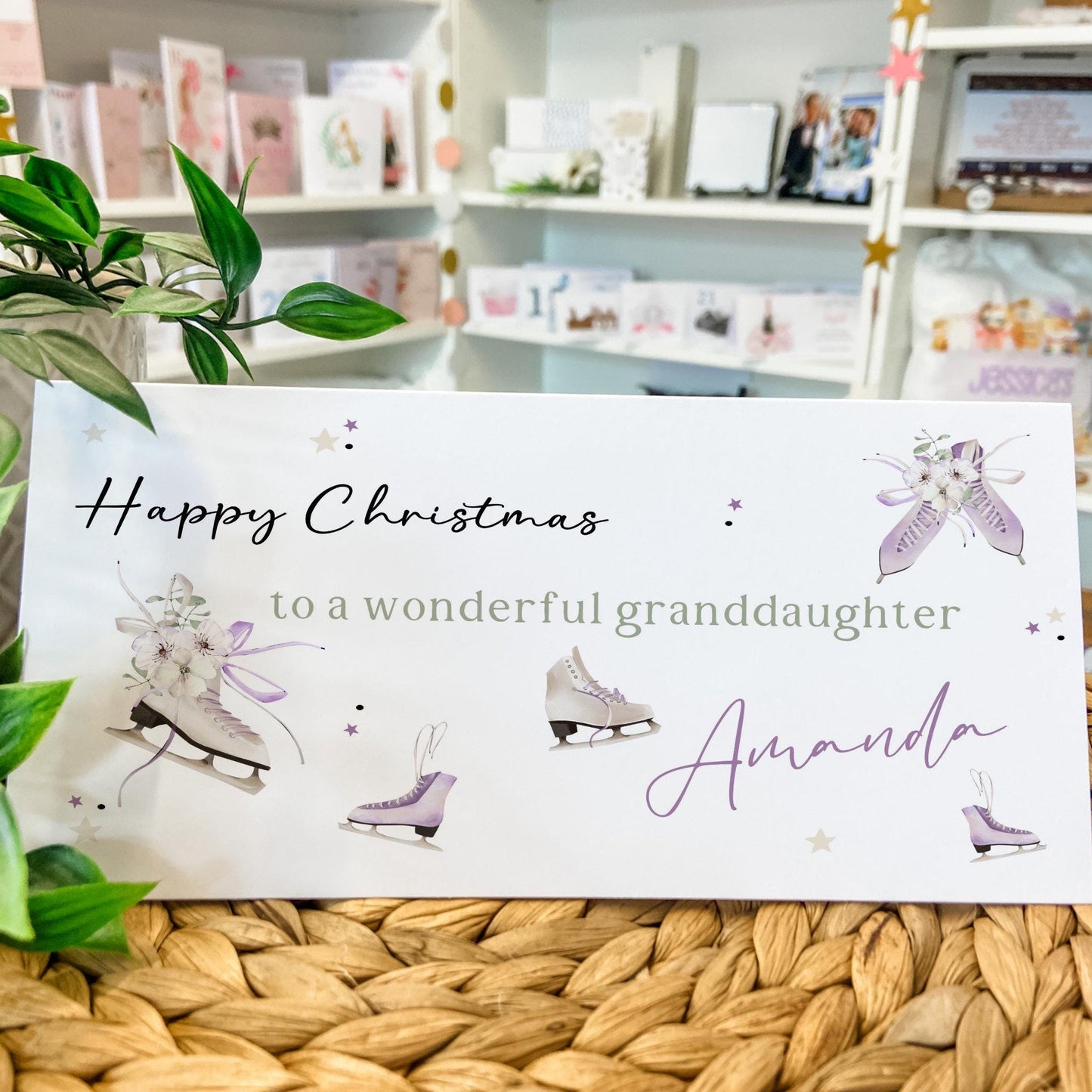 Personalised Christmas Money Holder Gift Wallet Christmas Cash Gift Ice Skates Design