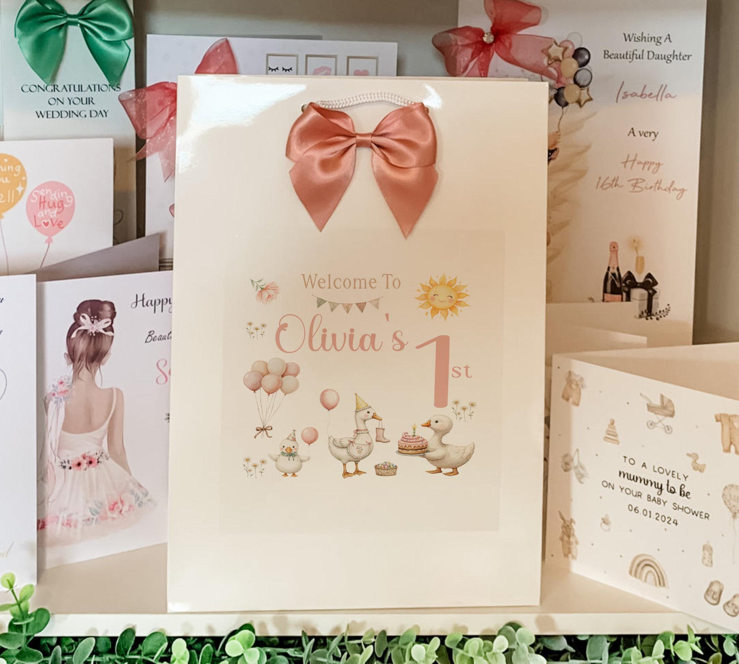 Personalised Birthday Gift Bag Watercolour Animals Pink