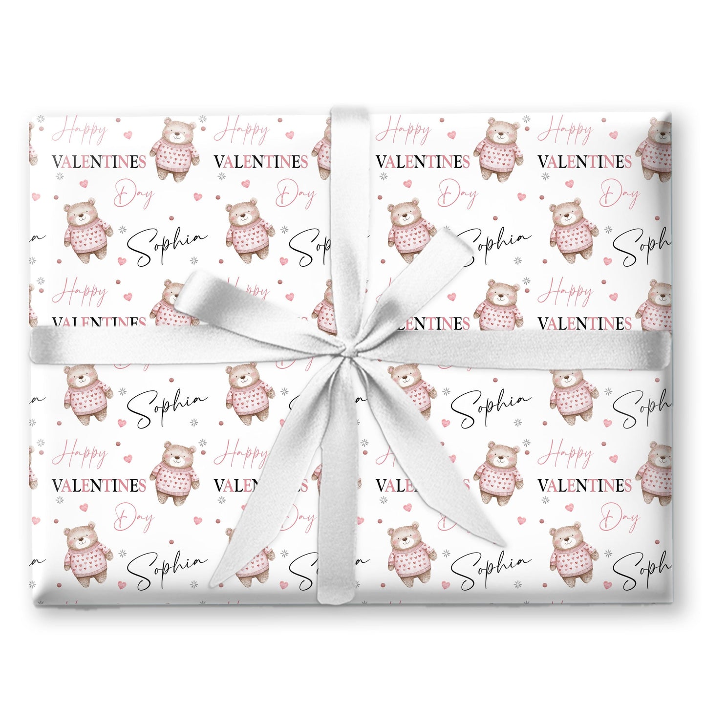 Personalised Valentines Wrapping Paper, Custom Gift Wrap for Kids, Birthday paper, Teddy bear gift wrap. Woodland animal wrapping paper
