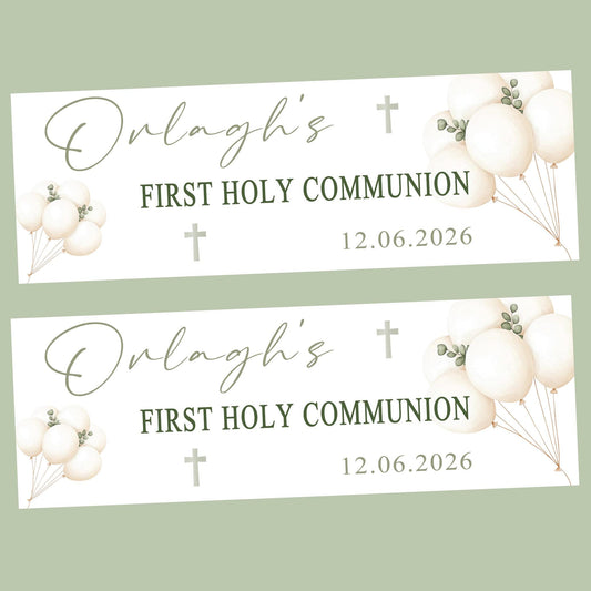 First Holy Communion Personalised Party Banners, Party Decor, Wall Decoration, 1st Communion or Confirmation