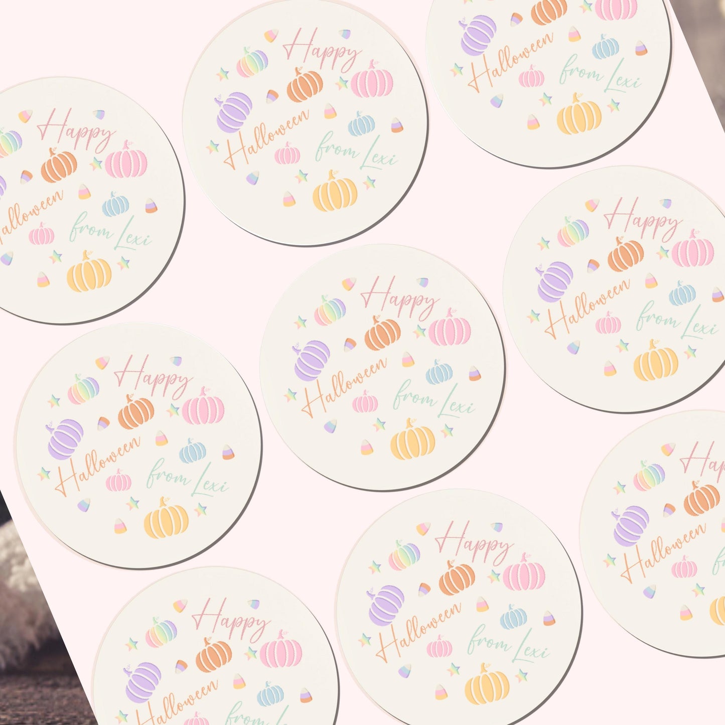 Personalised Halloween Stickers Pastel Labels for Treat Bag Trick or Treat Pastel stickers pumpkins