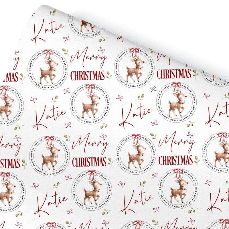 Christmas wrapping paper for children, Rudolph gift wrap