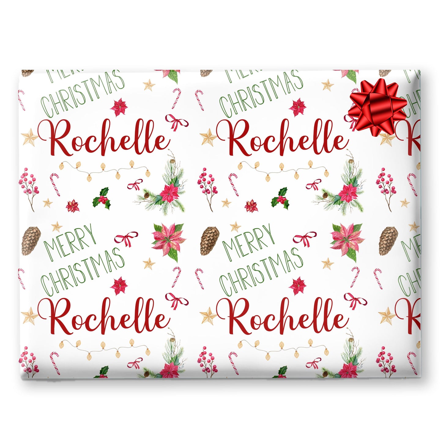 Personalised Gift Wrap | Personalised Christmas Wrapping Paper | Personalised Gift Wrap | Fun Gift Wrap | Poinsetta