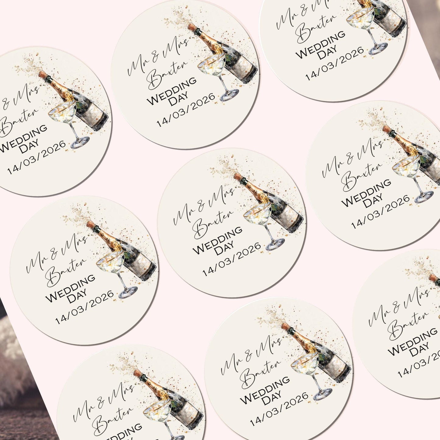 Personalised Wedding Stickers Wedding Favours Cake Labels Celebration Wedding Stationery Personalised Wedding tissues Thank you sticker