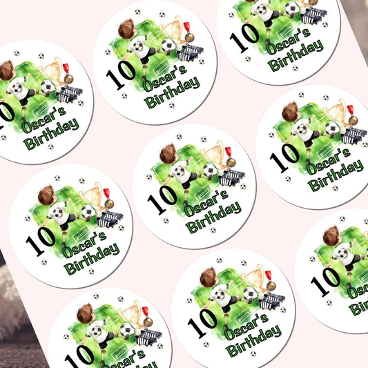 Personalised Football Birthday Stickers for Children's Party Bags