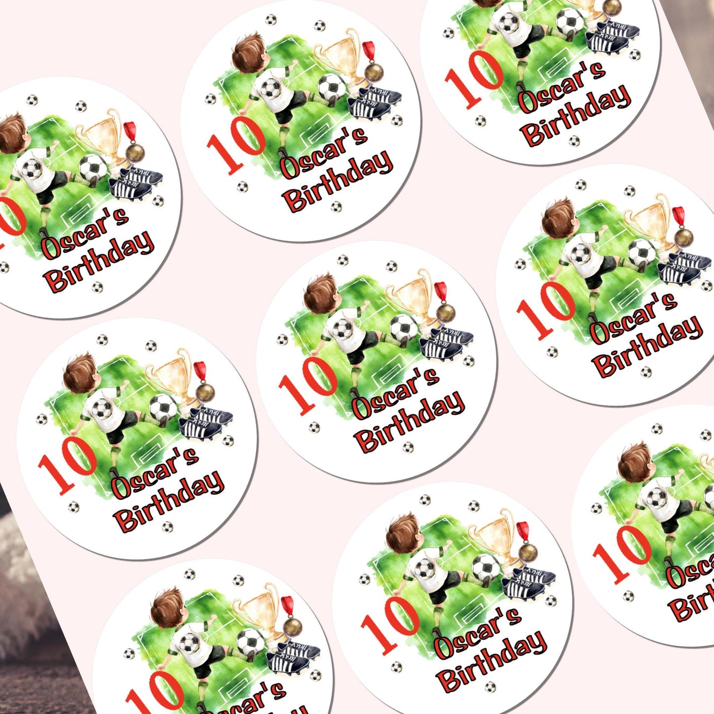 Personalised Football Birthday Stickers for Children's Party Bags