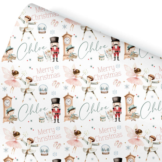 Personalised Fairy Christmas Nutcracker Wrapping Paper| Personalised Christmas Wrapping Paper | Personalised Gift Wrap | Cute Fairy & Prince