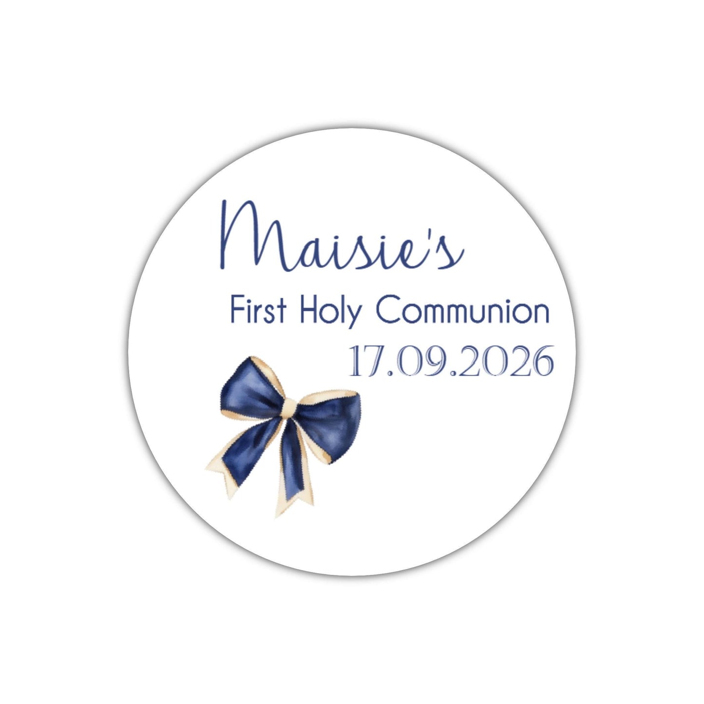 Personalized First Holy Communion Stickers, Navy Bow Party Favors, Confirmation stickers