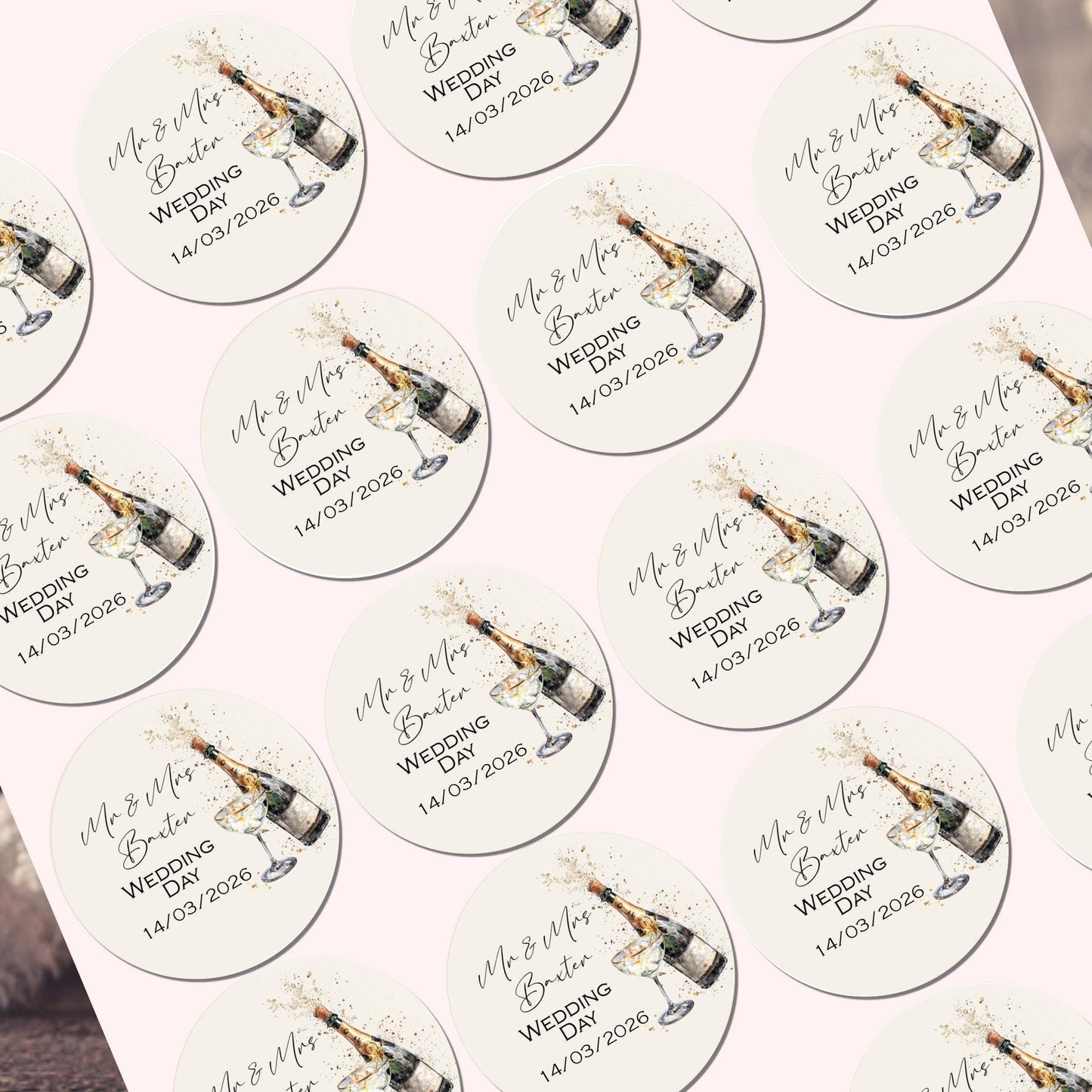Personalised Wedding Stickers Wedding Favours Cake Labels Celebration Wedding Stationery Personalised Wedding tissues Thank you sticker