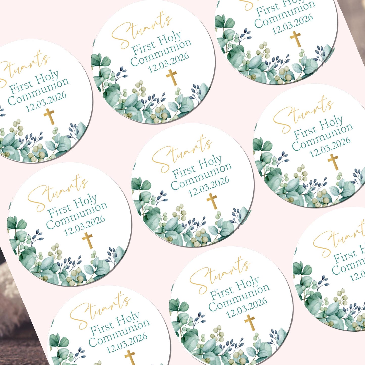 Personalized First Holy Communion Stickers, Party Favor Labels, Confirmation, Christening stickers