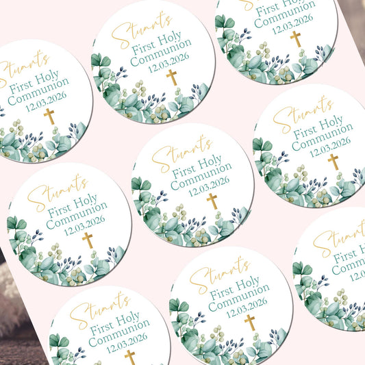 Personalized First Holy Communion Stickers, Party Favor Labels, Confirmation, Christening stickers