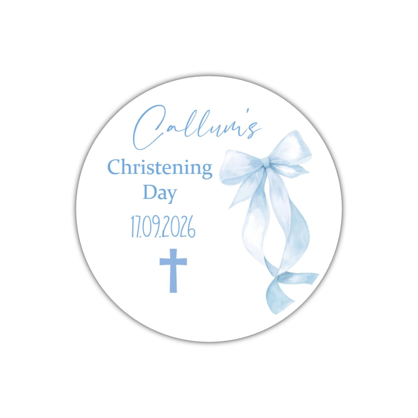 Personalized Christening Stickers, Pink Bow Party Favors Baptism Stickers