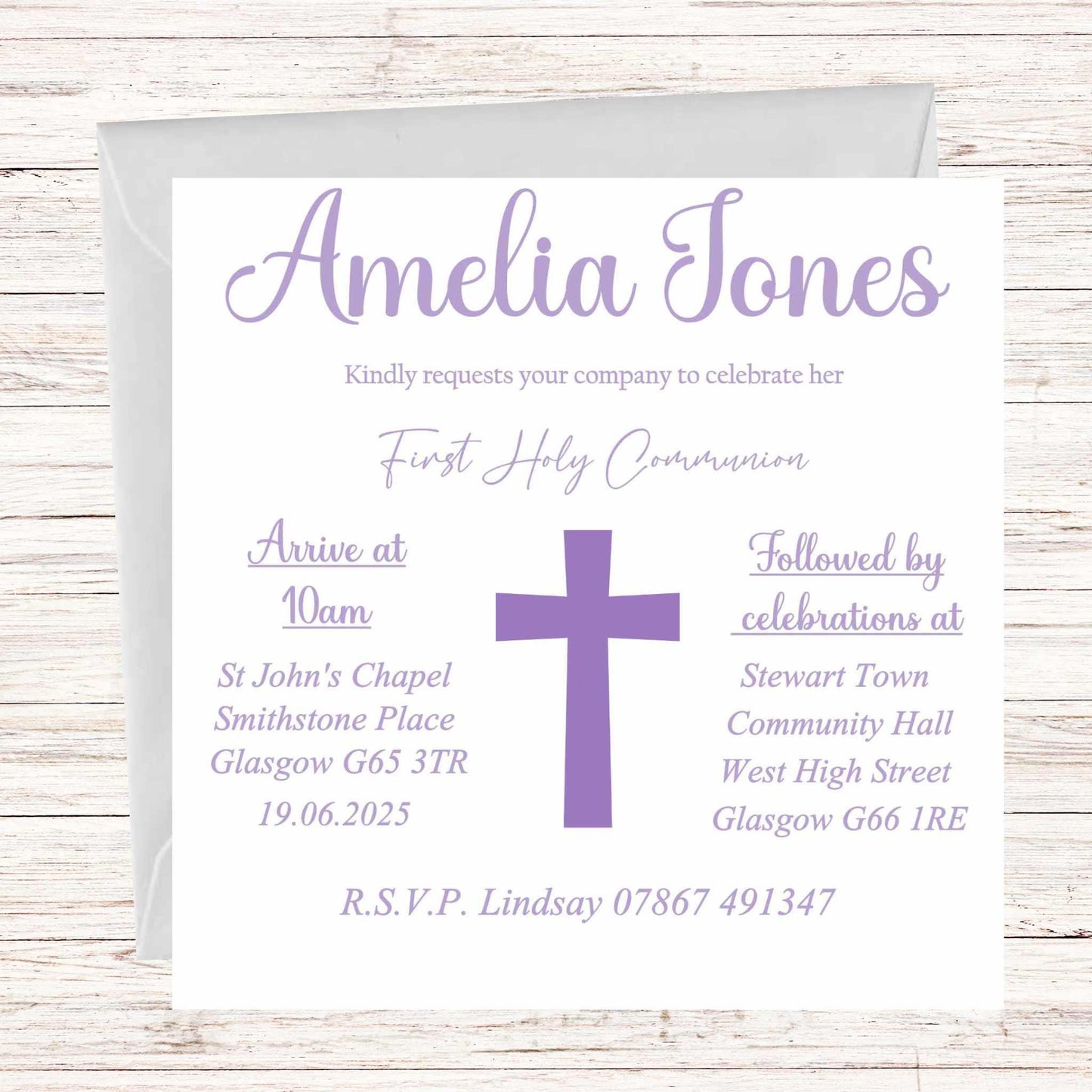 10 Printed Personalised First Holy Communion Invitations, Baptism or Confirmation Party