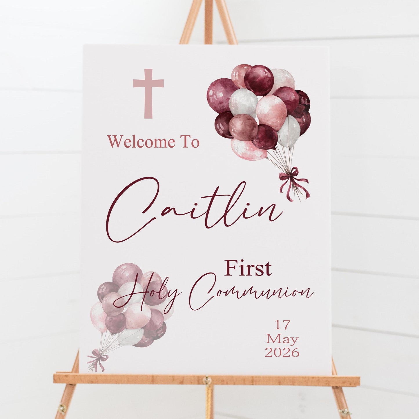 First Holy Communion Welcome Sign Personalised Printed, Custom Baptism & Christening Sign