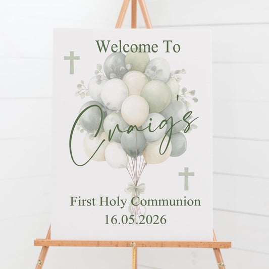First Holy Communion Welcome Sign Personalised Printed, Custom Baptism & Christening Sign