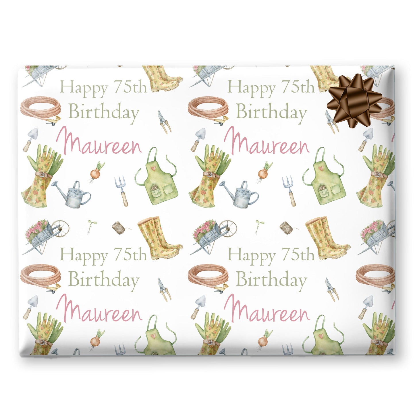 Personalised Gardening Gift Wrapping Paper – Custom Name & Floral Garden Design for Plant Lovers