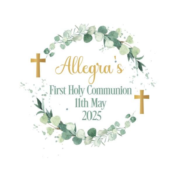 Personalised First Holy Communion Stickers, Party Bag Stickers, Sweet Cone Bags, Christening, Baptism