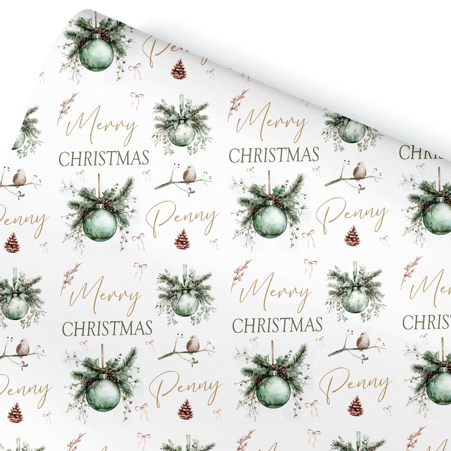 Personalised Wrapping Paper, Christmas Baubles, For Her | Personalised Christmas Gift Wrap| Personalised Gift Wrap | Nan ,Gran. Mum