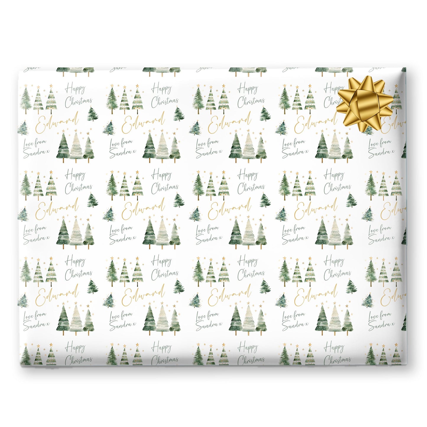 Personalised Wrapping Paper, Christmas Trees, For Her | Personalised Christmas Gift Wrap| Personalised Gift Wrap